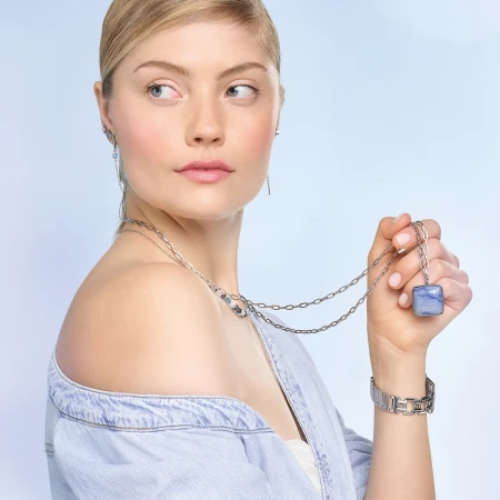 Naszyjnik Coeur de Lion Amulet Aventurine niebieski/srebrny