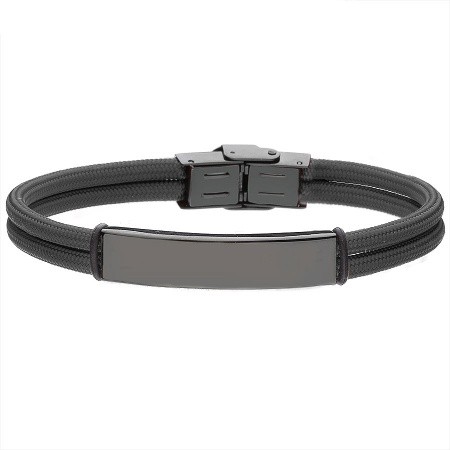 Bransoletka męska na czarnym sznurku Manoki BA782B