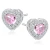 Kolczyki srebro 925 serca z różową cyrkonią srebrne