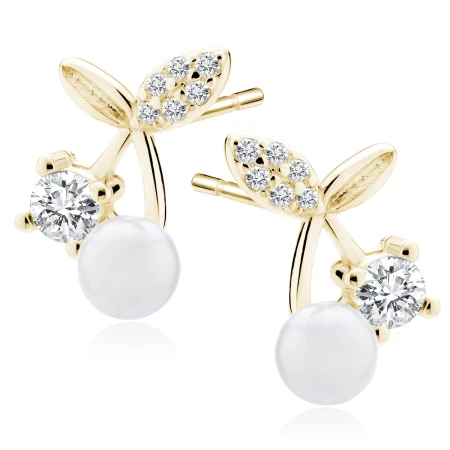 Kolczyki srebro 925 wisienki z perłami złote