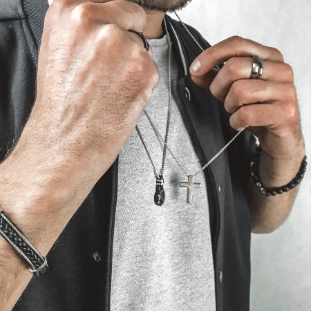 Naszyjnik męski z krzyżem Manoki WA473