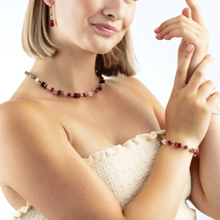 Bransoletka Coeur de Lion GeoCUBE® Iconic Precious czerwony/złoty