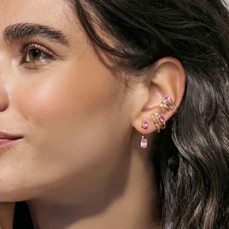 Nausznica Nomination Colour Wave różowa i pomarańczowa cyrkonia złota