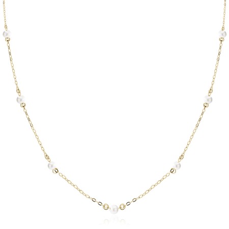 Łańcuszek srebro 925 choker z perełkami 38-42 cm złoty