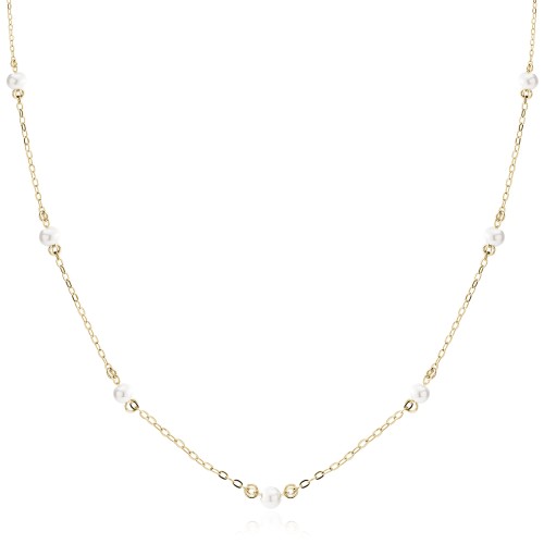 Przejdź do produktu Łańcuszek srebro 925 choker z perełkami 38-42 cm złoty