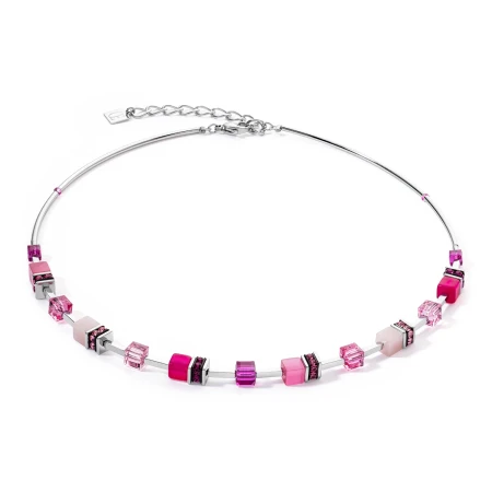 Naszyjnik Coeur de Lion Iconic Lite magenta/srebrny