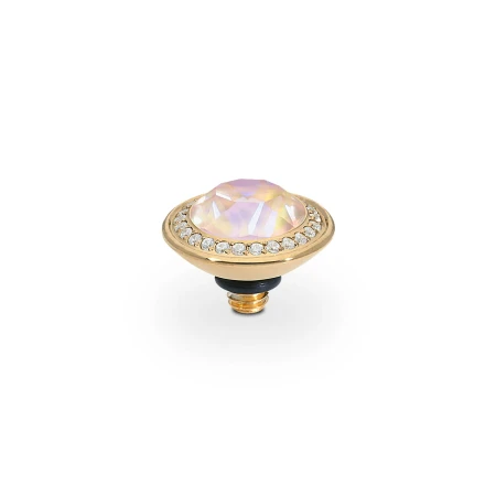 Oczko QUDO Tondo Deluxe Dusty Pink Delite złote 9 mm