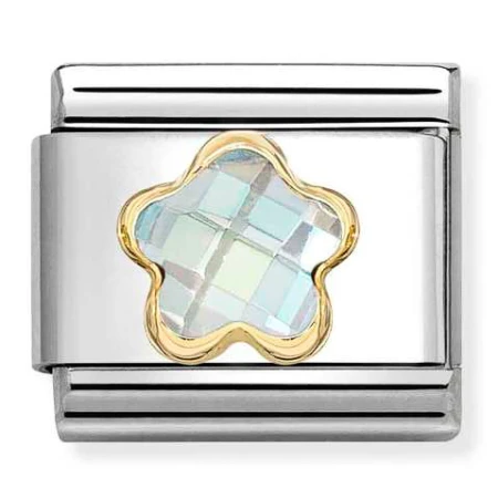 Nomination Element Link 18K Biała cyrkonia kwiatek Gold