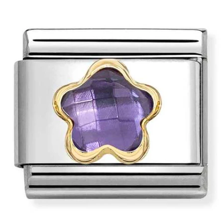 Nomination Element Link 18K Fioletowa cyrkonia kwiatek Gold