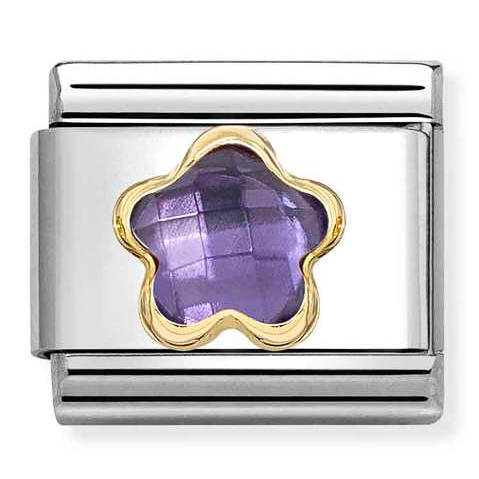 Przejdź do produktu Nomination Element Link 18K Fioletowa cyrkonia kwiatek Gold