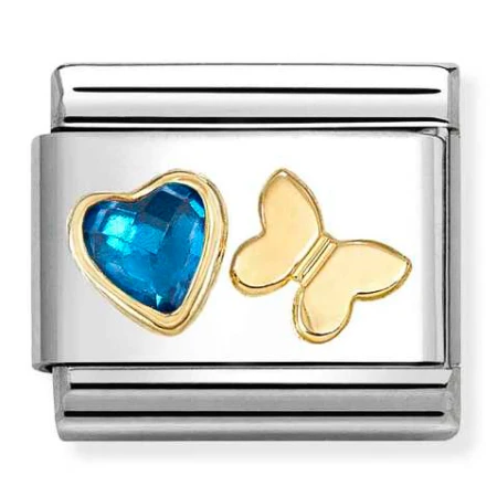 Nomination Element Link 18K Niebieska cyrkonia z motylkiem Gold