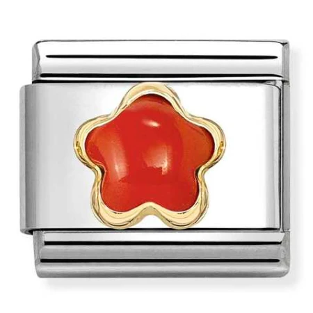 Nomination Element Link 18K Kwiatek z czerwonego koralu Gold