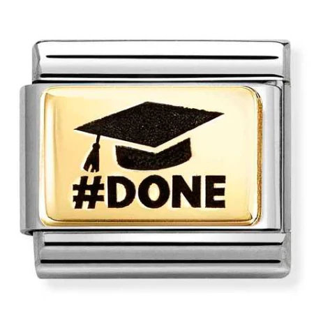 Nomination Element Link 18K Biret z napisem #DONE Gold