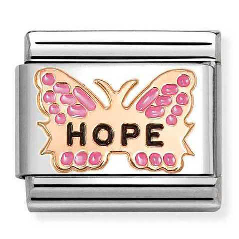 Przejdź do produktu Nomination Element 9K Różowy motyl z napisem HOPE Rose Gold