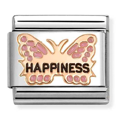 Przejdź do produktu Nomination Element 9K Różowy motyl z napisem HAPPINESS Rose Gold