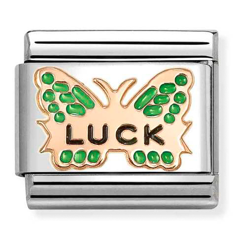 Przejdź do produktu Nomination Element 9K Zielony motyl z napisem LUCK Rose Gold