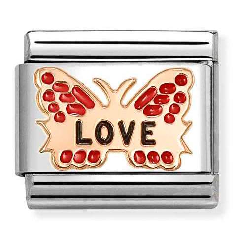 Przejdź do produktu Nomination Element 9K Czerwony motyl z napisem LOVE Rose Gold