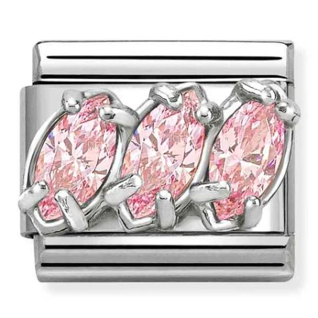 Nomination Element Potrójne cyrkonie łezki różowe Silver 925