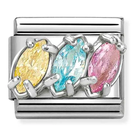 Nomination Element Potrójne cyrkonie łezki kolorowe Silver 925