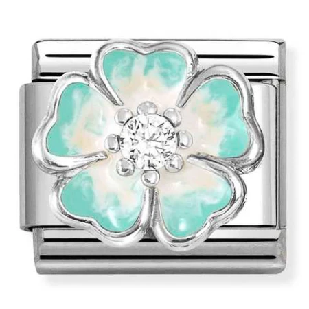 Nomination Element Zielony pastelowy kwiatek Silver 925