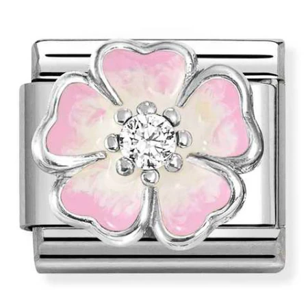 Nomination Element Różowy pastelowy kwiatek Silver 925