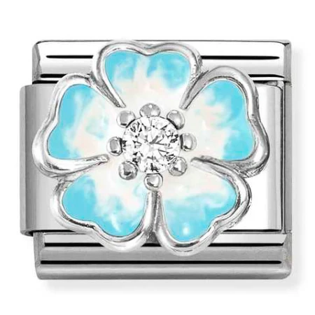 Nomination Element Niebieski pastelowy kwiatek Silver 925