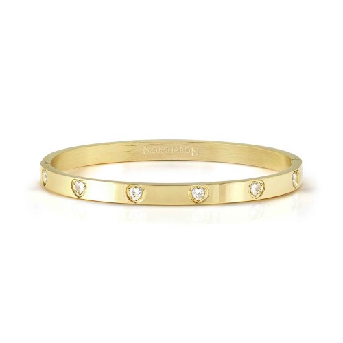 Przejdź do produktu Bransoletka Nomination Pretty Bangles Satinshine białe cyrkonie serca złota rozmiar M