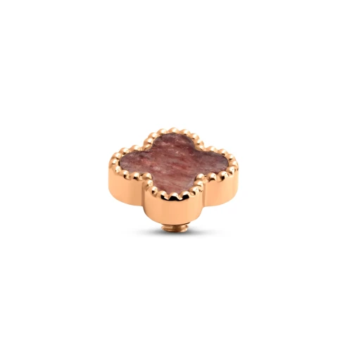 Przejdź do produktu Oczko Melano Twisted koniczynka Light Strawberry Quartz różowe złoto