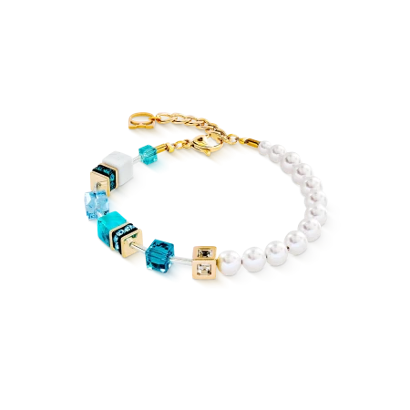 Bransoletka Coeur de Lion GeoCUBE® Precious Fusion Pearls turkus/złota