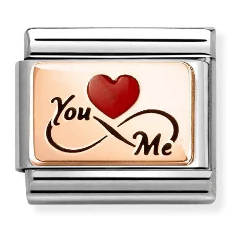Nomination Element 9K Grawer "You & Me" z nieskończonością i sercem Rose Gold