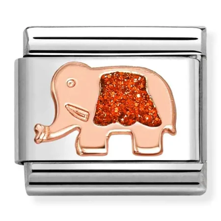 Nomination Element 9K Słoń z czerwonym brokatem Rose Gold