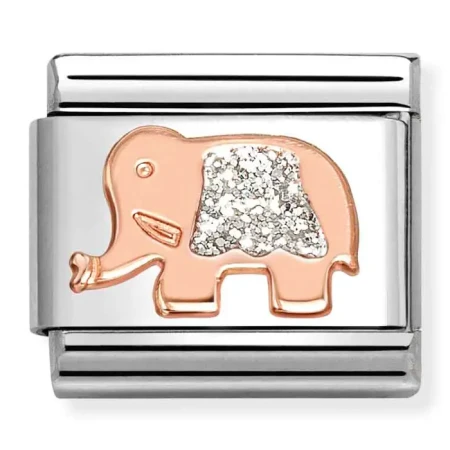 Nomination Element 9K Słoń ze srebrnym brokatem Rose Gold