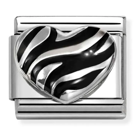 Nomination Element Serce w zebrę Silver 925
