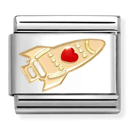 Nomination Element Link 18K Rakieta z czerwonym sercem Gold