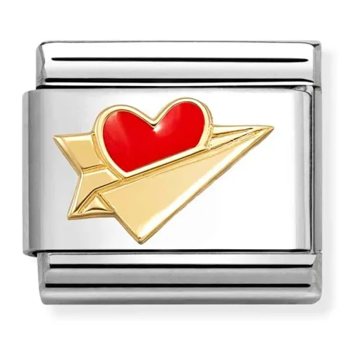 Przejdź do produktu Nomination Element Link 18K Papierowy samolot z czerwonym sercem Gold