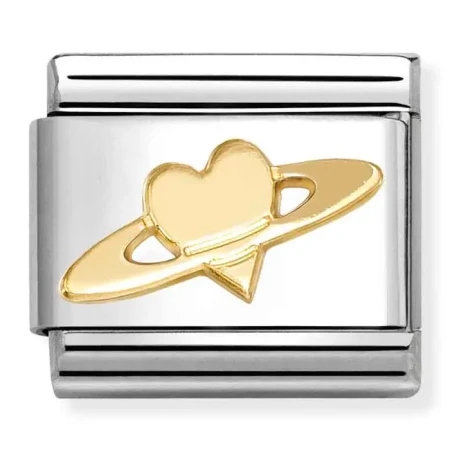 Nomination Element Link 18K Saturn z sercem Gold