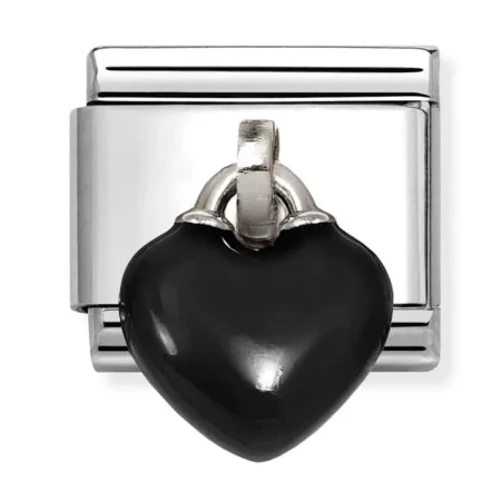 Nomination Element Link Silver 925 Zawieszka czarne serce