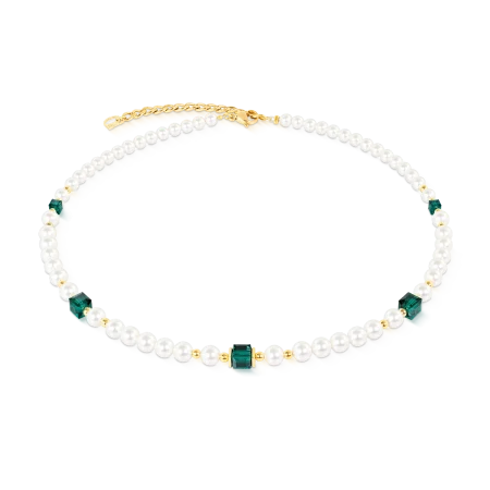 Naszyjnik Coeur de Lion Cocktail Pearls szmaragd złoty