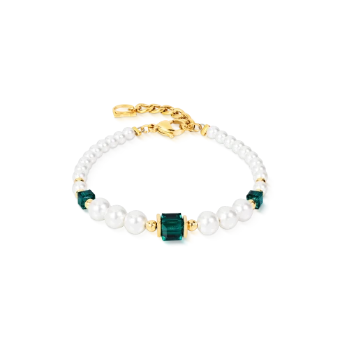 Przejdź do produktu Bransoletka Coeur de Lion Cocktail Pearls szmaragd złota