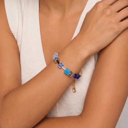 Bransoletka Coeur de Lion GeoCUBE® Iconic Azure Glow złota