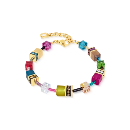 Bransoletka Coeur de Lion GeoCUBE® Iconic Multicolor Joy złota