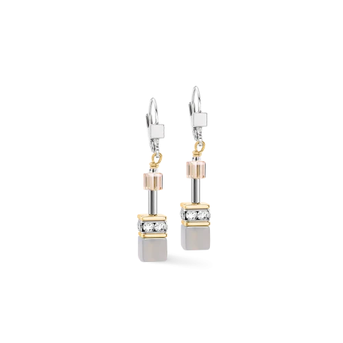 Przejdź do produktu Kolczyki Coeur de Lion GeoCUBE® agat + hematyt szare srebrne