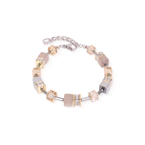 Przejdź do produktu Bransoletka Coeur de Lion GeoCUBE® agat + hematyt szara srebrna