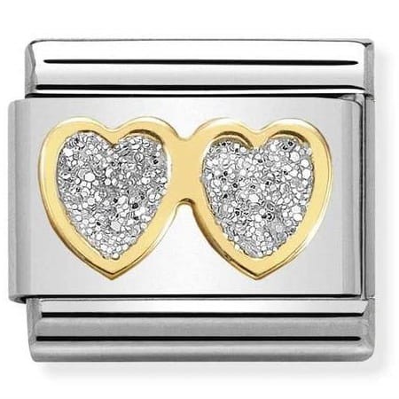 Przejdź do produktu Nomination Element Link 18K Dwa serca z brokatem Gold