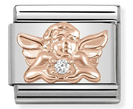 Przejdź do produktu Nomination Element 9K Wypukły aniołek z białą cyrkonią Rose Gold
