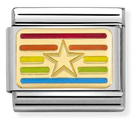 Nomination Element Link 18K Tęczowa flaga gwiazdka Gold