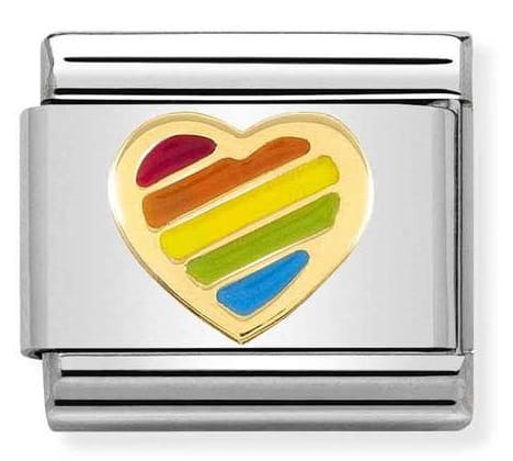 Nomination Element Link 18K Tęczowe serce Gold