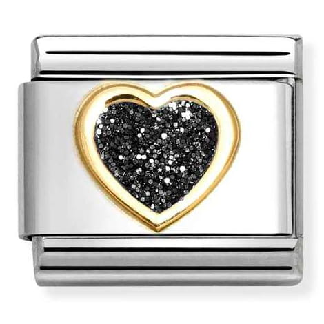 Nomination Element Link 18K Serce z czarnym brokatem Gold