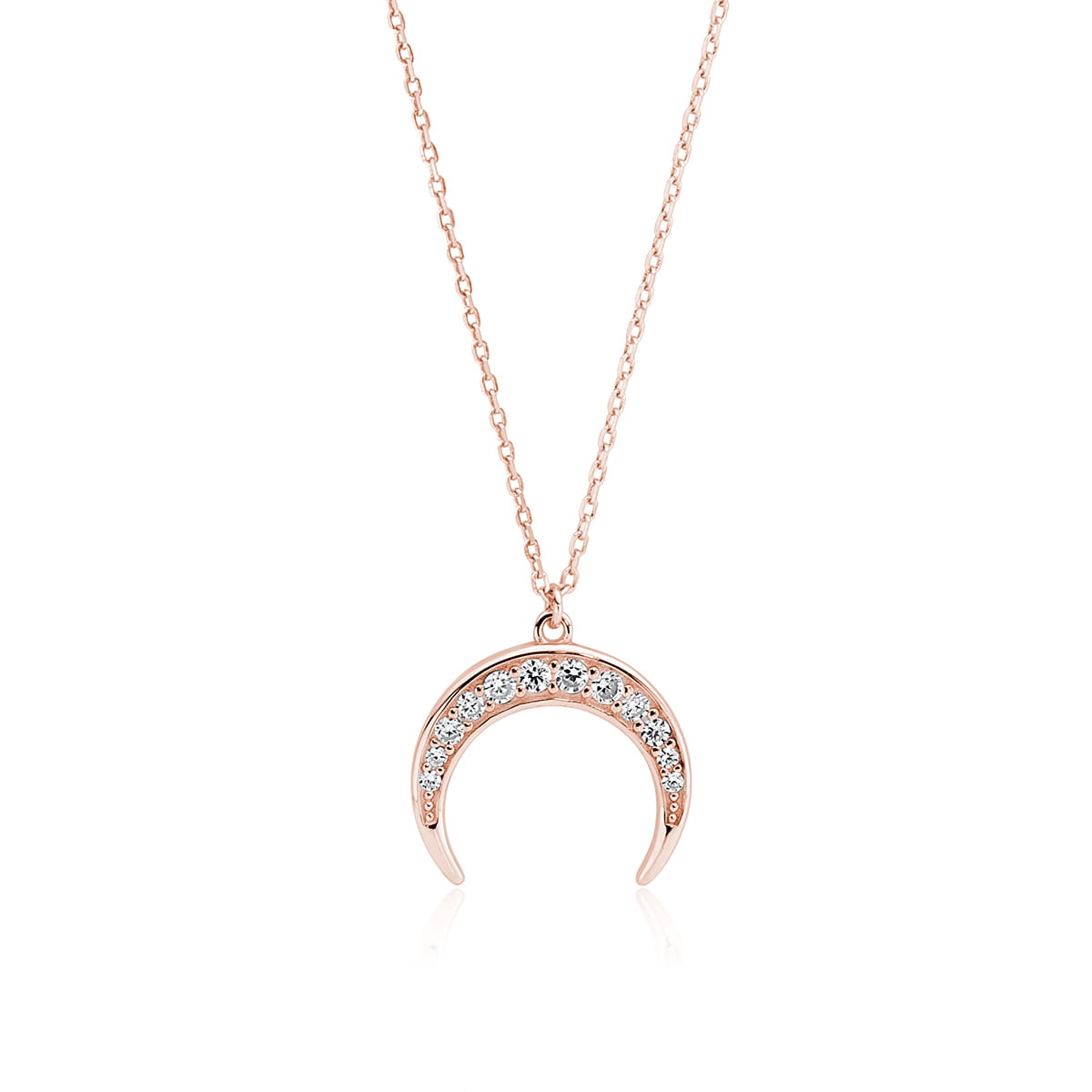 Naszyjnik srebro 925 półksiężyc z cyrkoniami rosegold Z1602N_RG