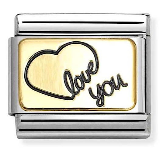 Nomination Element 18K Płytka z sercem i napisem love you Gold